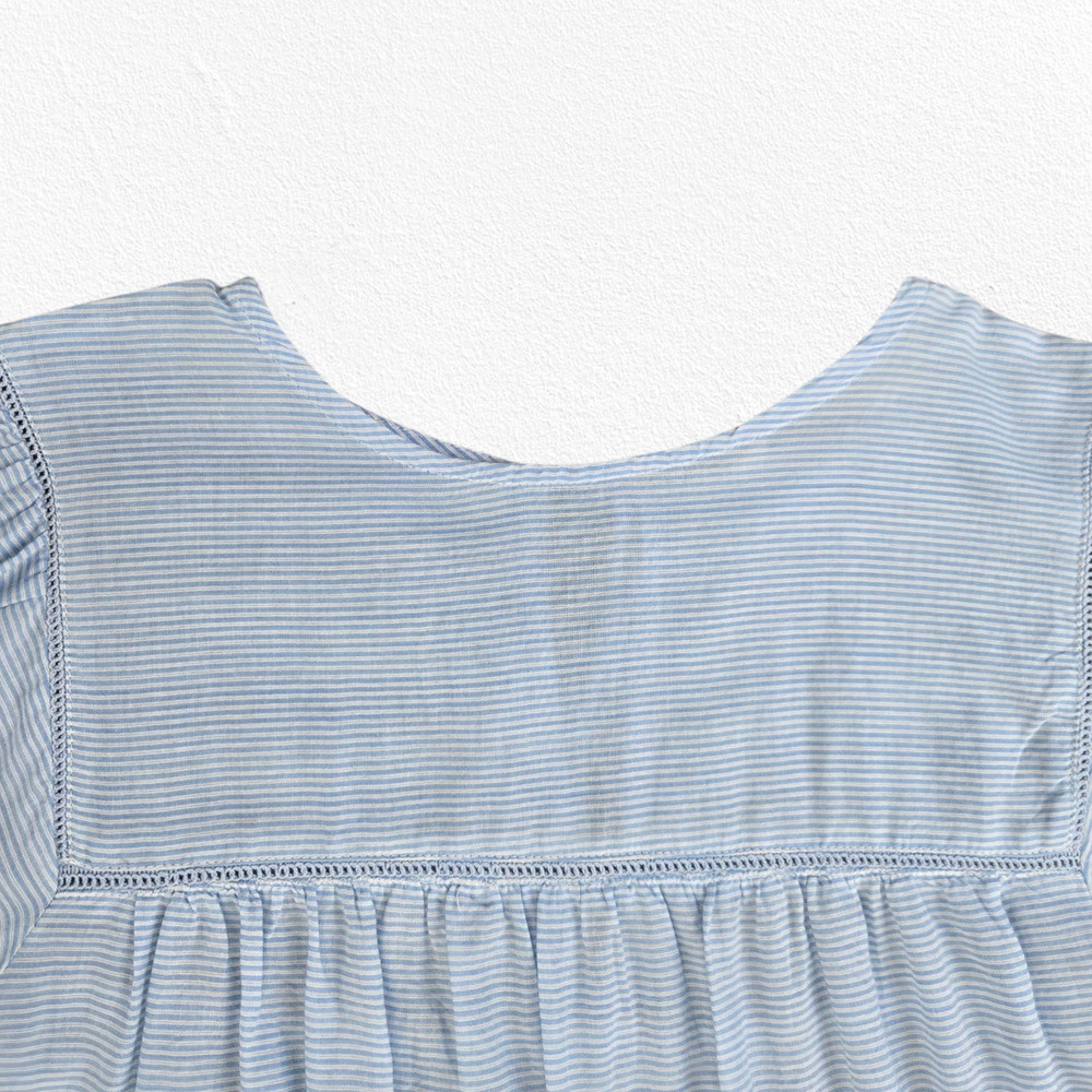 Zara Basic Blue Black Striped Embroidered Bell Sl… - image 4